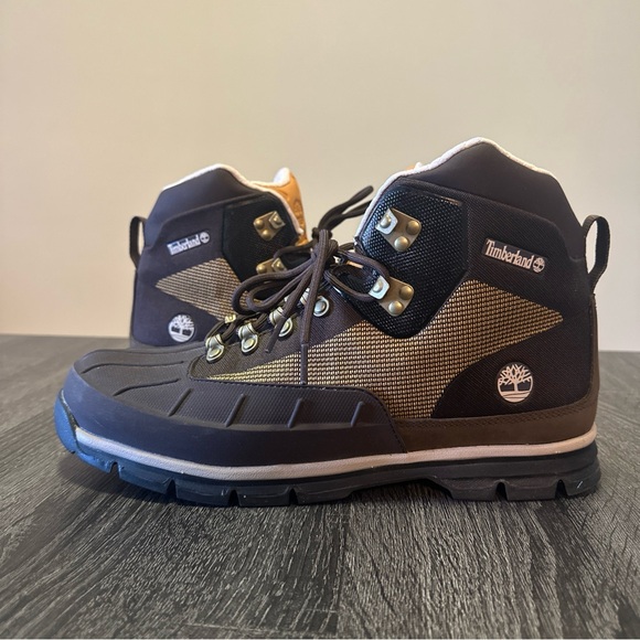Timberland Euro Hiker SF Shell Toe Boot - Dark Brown W Yellow - Size 13 - Picture 1 of 9